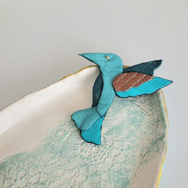 Broche colibri turquoise
