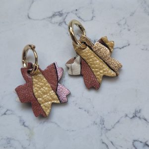 Créoles en plaqué or et pampille fleur de cerisier rose et gold