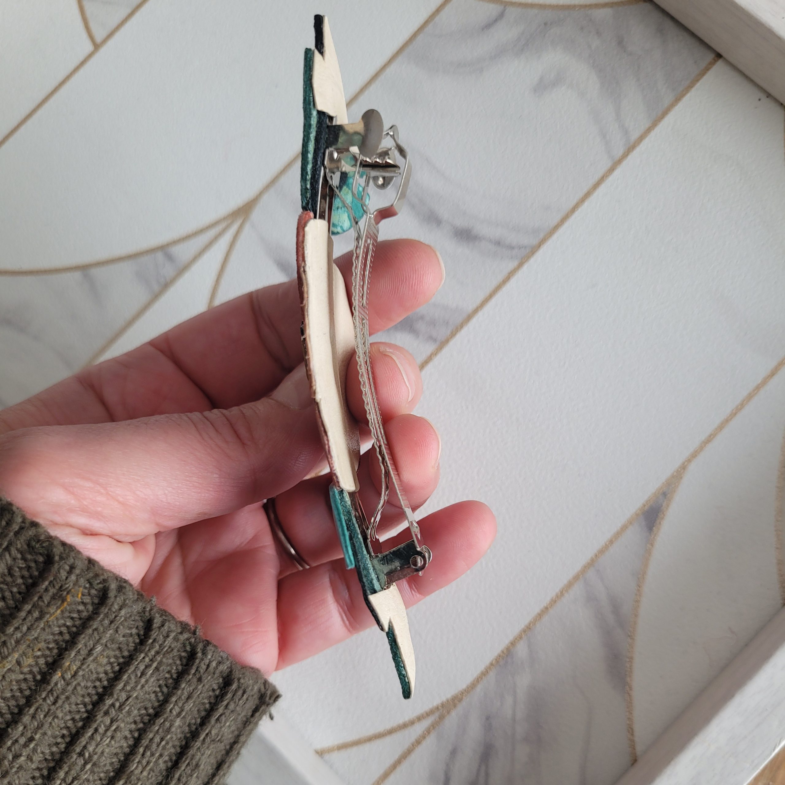 Maxi barrette Florale dans les rose en cuir – Image 3