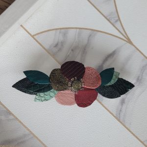 Maxi barrette Florale dans les rouge et vert en cuir